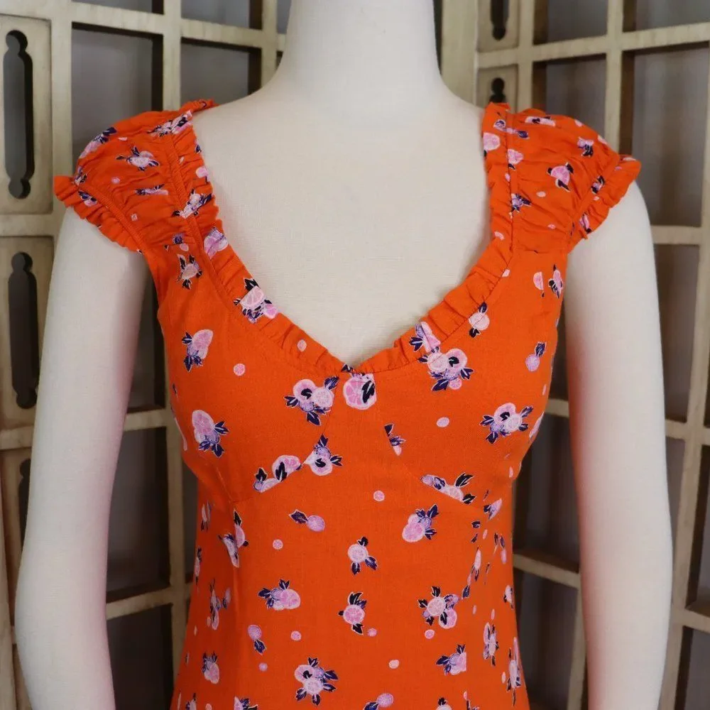Free People Like A Lady tangerine Babydoll Dress Size S - Picture 6 of 14